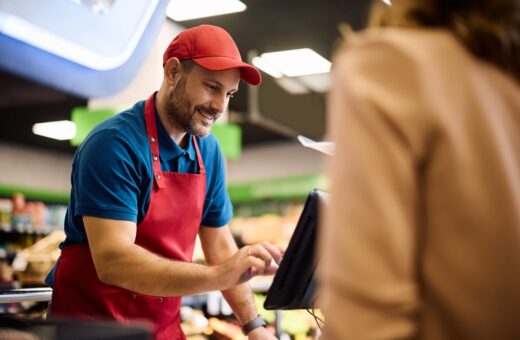 Immagine di un sistema di self-checkout con tecnologia Vision AI