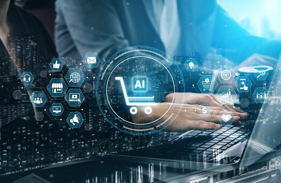 Illustrazione sull'e-commerce e intelligenza artificiale